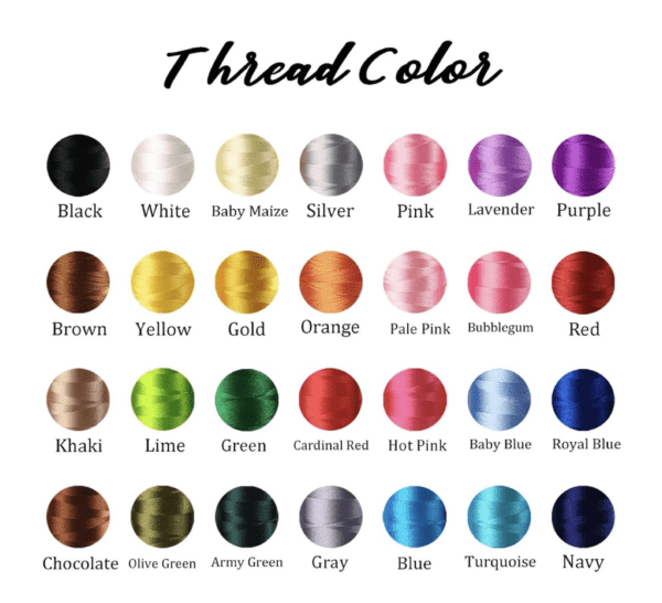 A color chart of thread colors for hair.